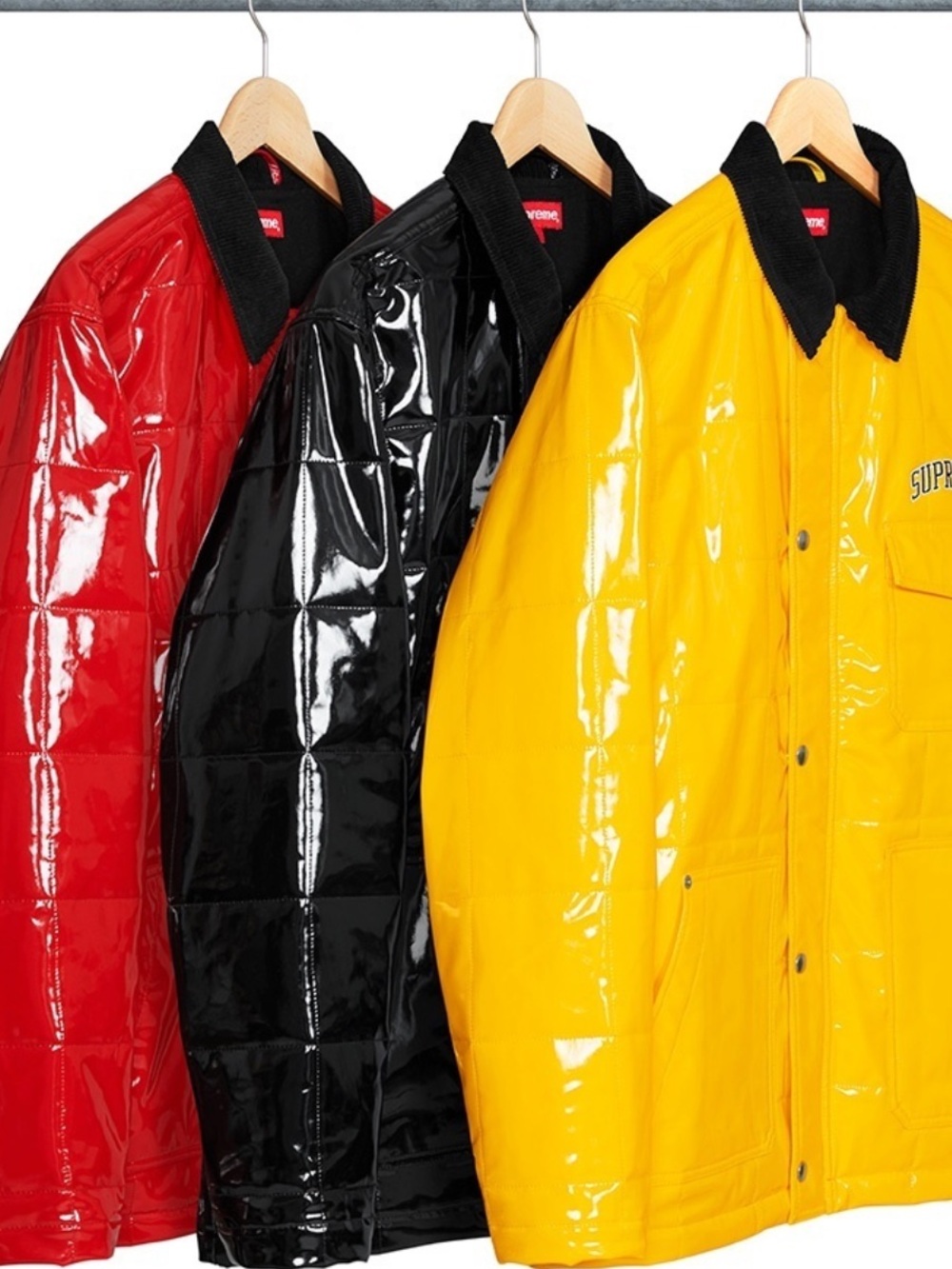 Supreme patent quilted utility jacket.